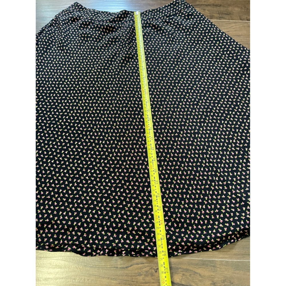 Jones New York Silk Midi Skirt Black Floral Bud Print A-Line Lined Womens 10 - Picture 6 of 7